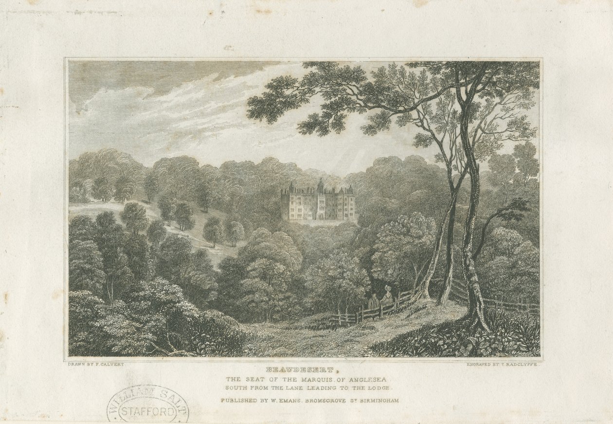 قاعة وحديقة بيودرت: engraving، nd [c 1830] بواسطة فريدريك كالفيرت