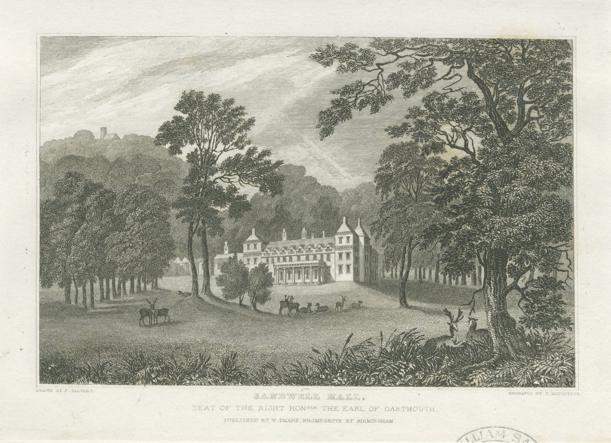 Sandwell Park - Hall: engraving، nd [منتصف القرن التاسع عشر] (طباعة) بواسطة فريدريك كالفيرت