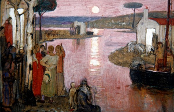 مساء الآيدل ، حوالي عام 1910 (تمبرا على قلم تلوين أسود على السبورة) بواسطة فريدريك كايلي روبنسون