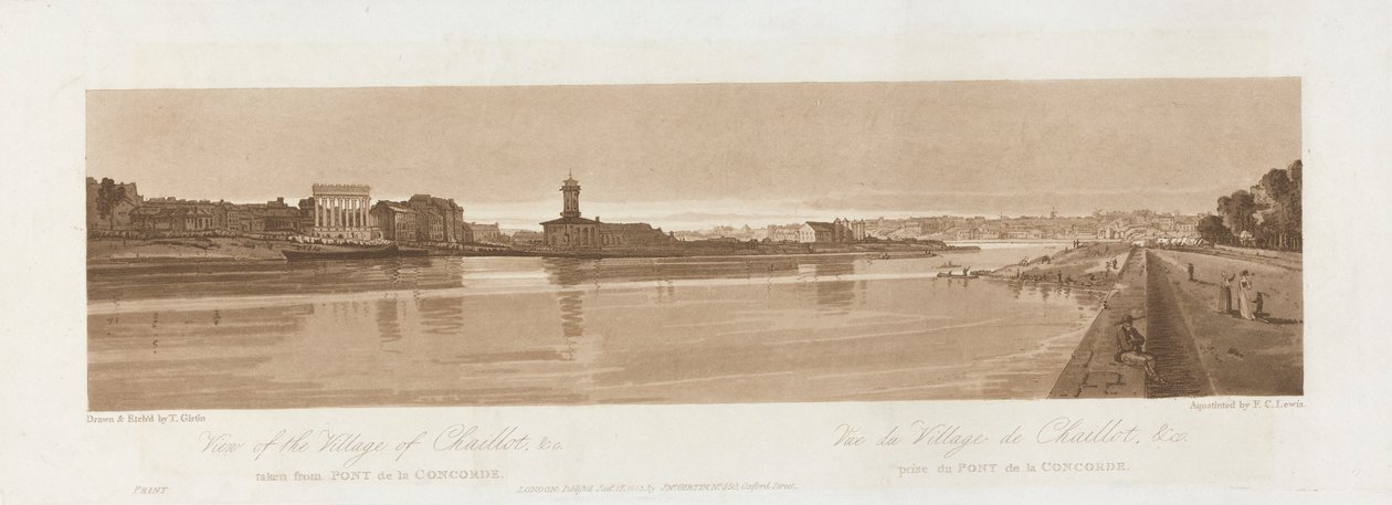 منظر لقرية Chaillot & C. مأخوذ من Pont de la Concorde 1803 ؛ اللوحة 17 من Views in Paris ، تتبع حجم إيمانويل للوحة B1981.25.2626 بواسطة فريدريك كريستيان لويس الأكبر