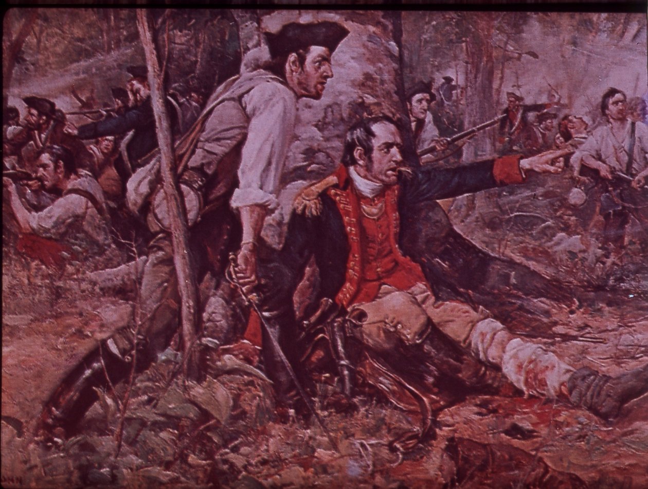 The Battle of Oriskany in 1777, c.1930 (colour litho) بواسطة فريدريك كوفي (بعد) يون