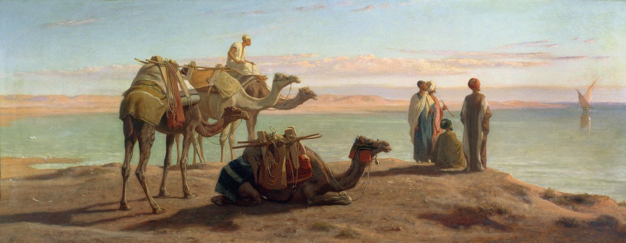 انتظار الزورق بخليج السويس 1872 بواسطة فريدريك جودال