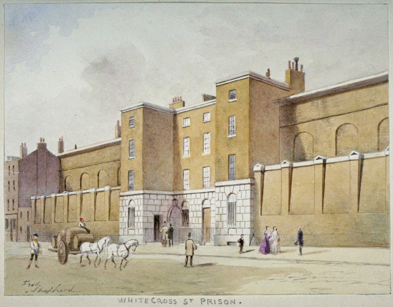 منظر لسجن Whitecross Street للمدينين ، لندن ، c1840 بواسطة فريدريك نابليون شيبرد