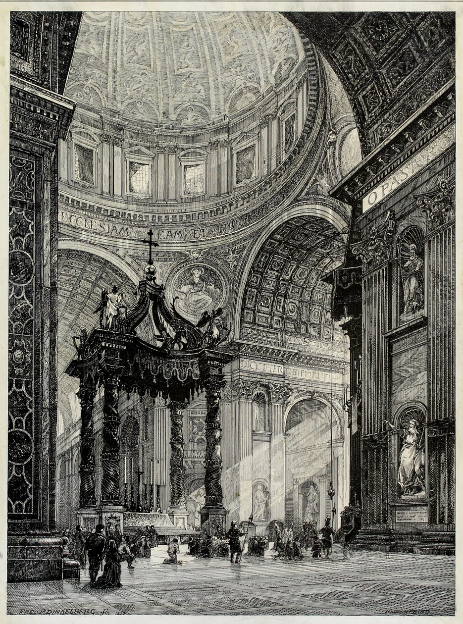 كاتدرائية القديس بطرس ، روما ، إيطاليا ، منظر داخلي ، 1878. بواسطة فريدريك ب دينكلبيرج