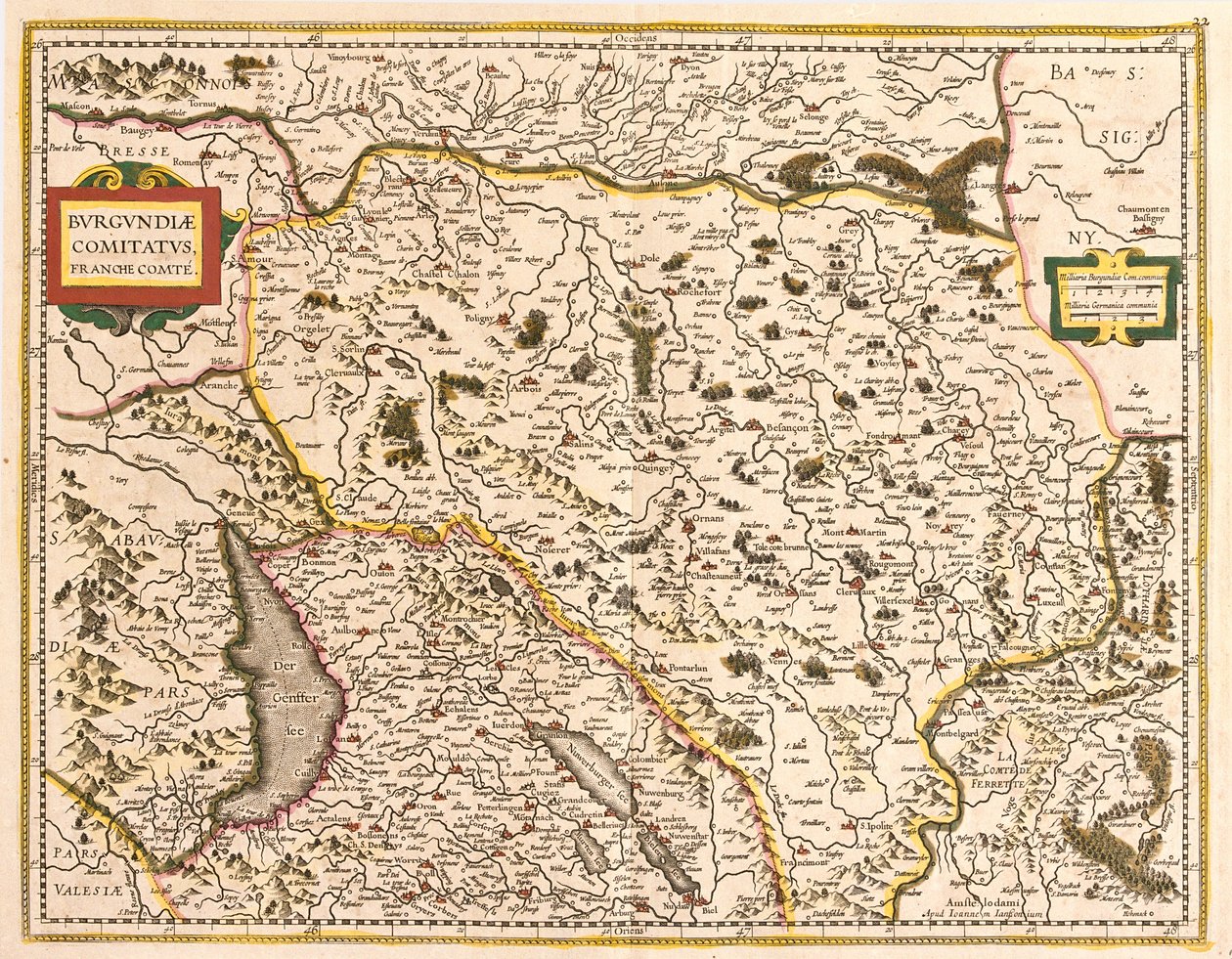 Map of the Franche Comte (France) (etching بواسطة فريدريك دي ويت