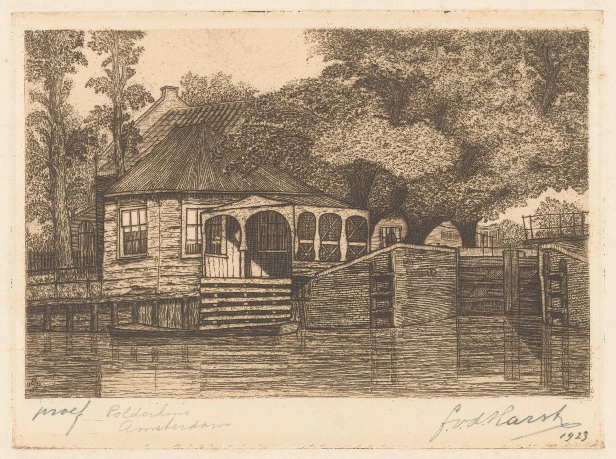 Polderhuis (العنوان الأصلي على الكائن) بواسطة فريدريك فان دير هارست (توقيع الفنان)