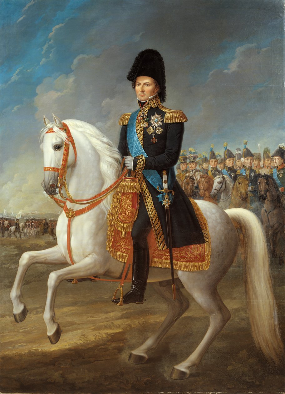 كارل الرابع عشر يوهان ، ملك السويد والنرويج (1763-1844) ، كولي عهد ، يدخل لايبزيغ 1813 بواسطة فريدريك ويستن