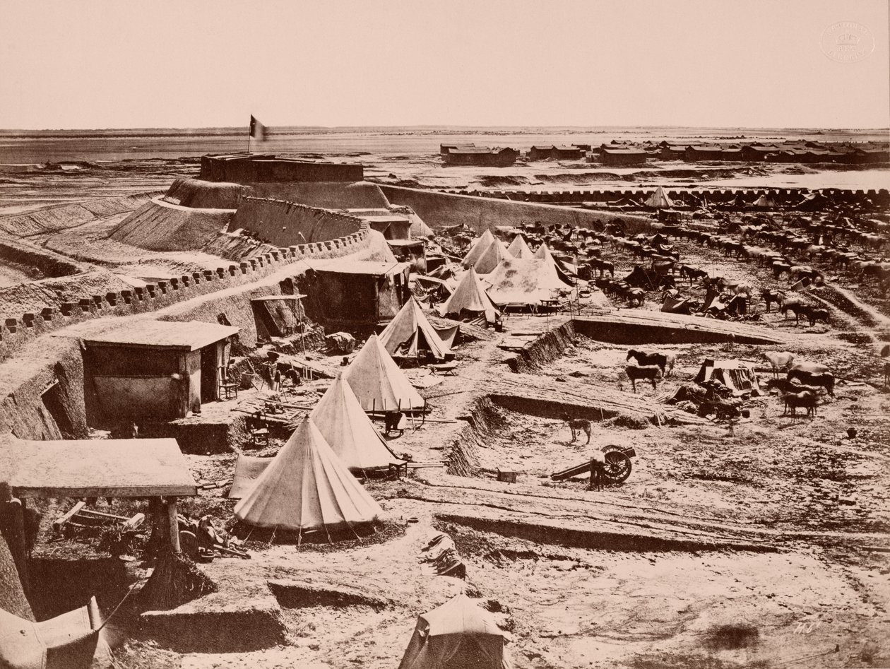 معسكر الخيول الفرنسية خلال حرب الصين عام 1860 بواسطة مصور فرنسي