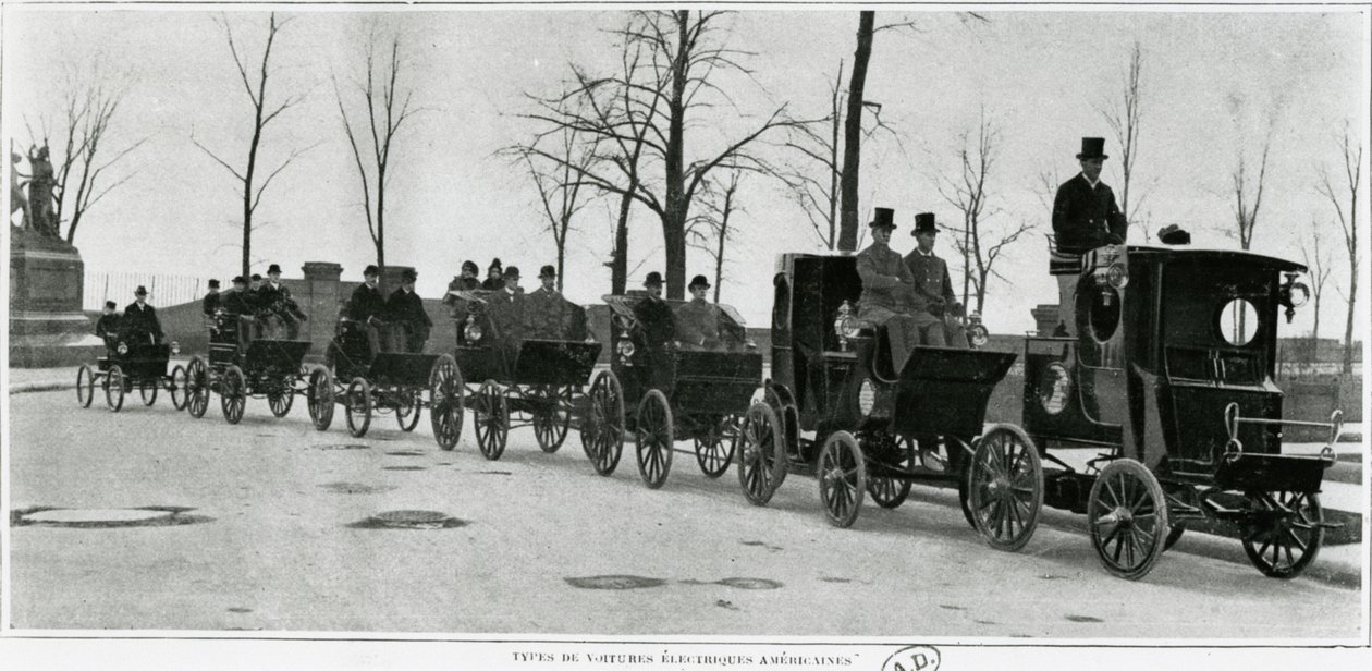 السيارات الكهربائية الأمريكية في باريس ، c.1900 بواسطة مصور فرنسي