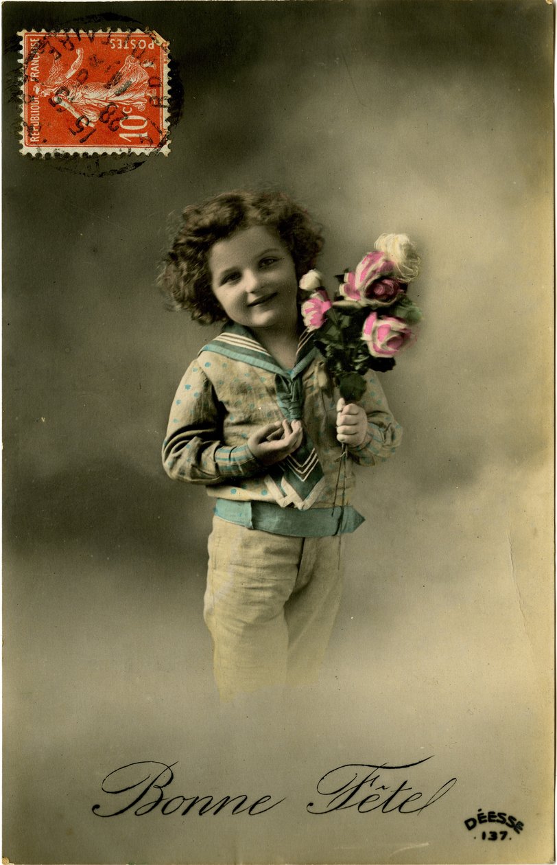 بطاقة Bonne Fete ، 1907 (صورة ملونة ملونة) بواسطة مصور فرنسي