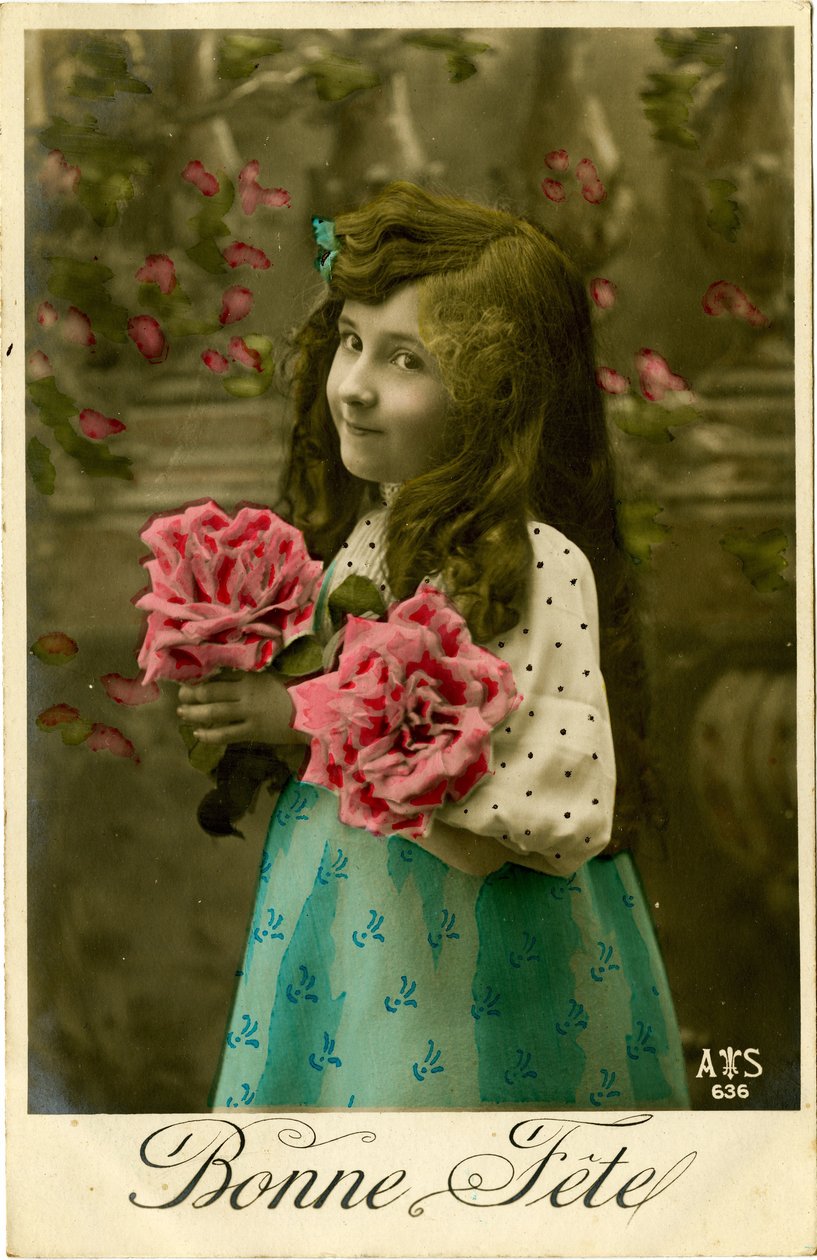 بطاقة بريدية Bonne Fete ، 1908 (صورة ملونة ملونة) بواسطة مصور فرنسي