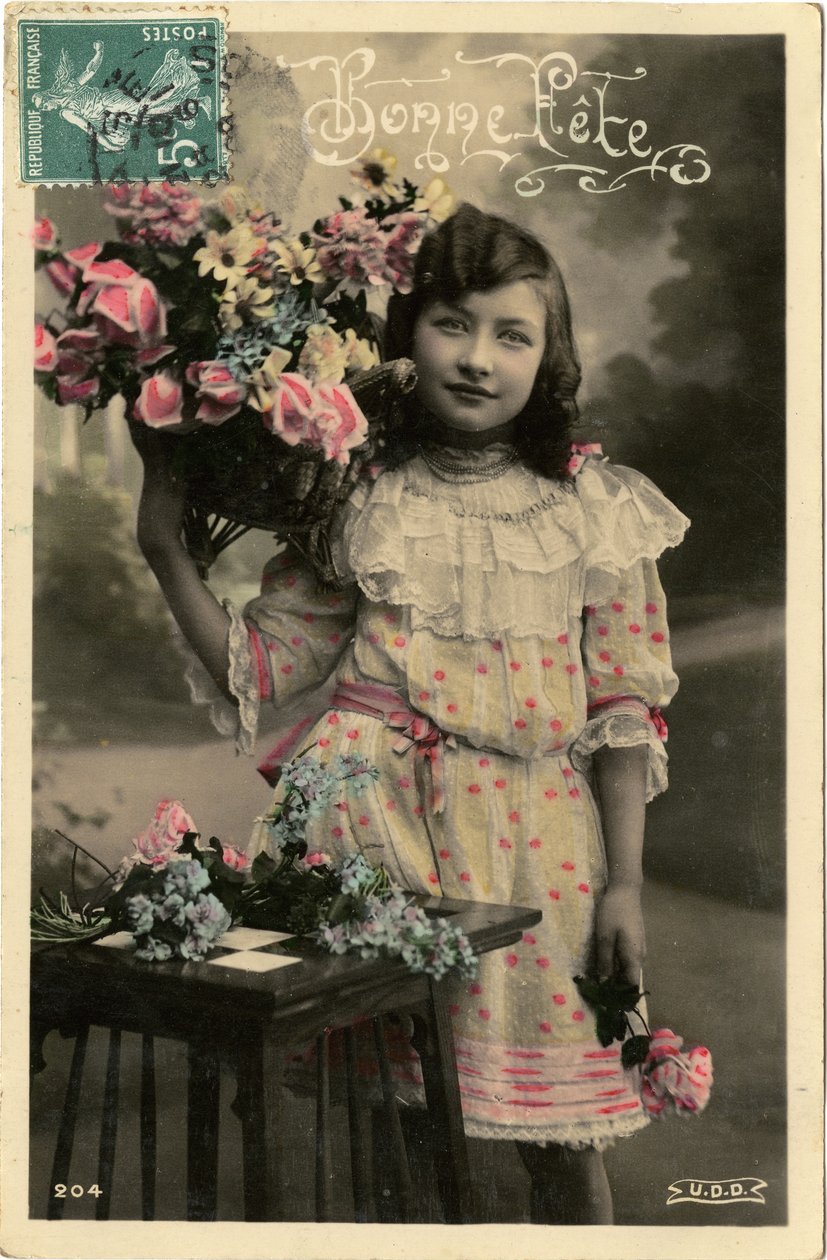بطاقة عيد ميلاد سعيد ، 1908 (صورة ملونة ملونة) بواسطة مصور فرنسي