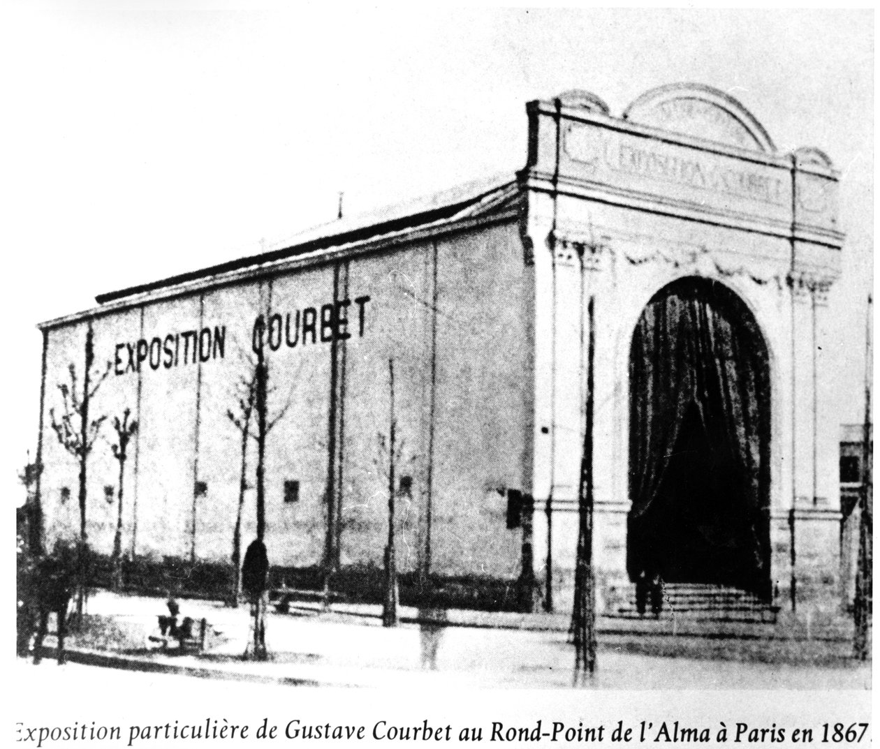 معرض كوربيه في روند بوينت ألما في باريس عام 1867 بواسطة مصور فرنسي