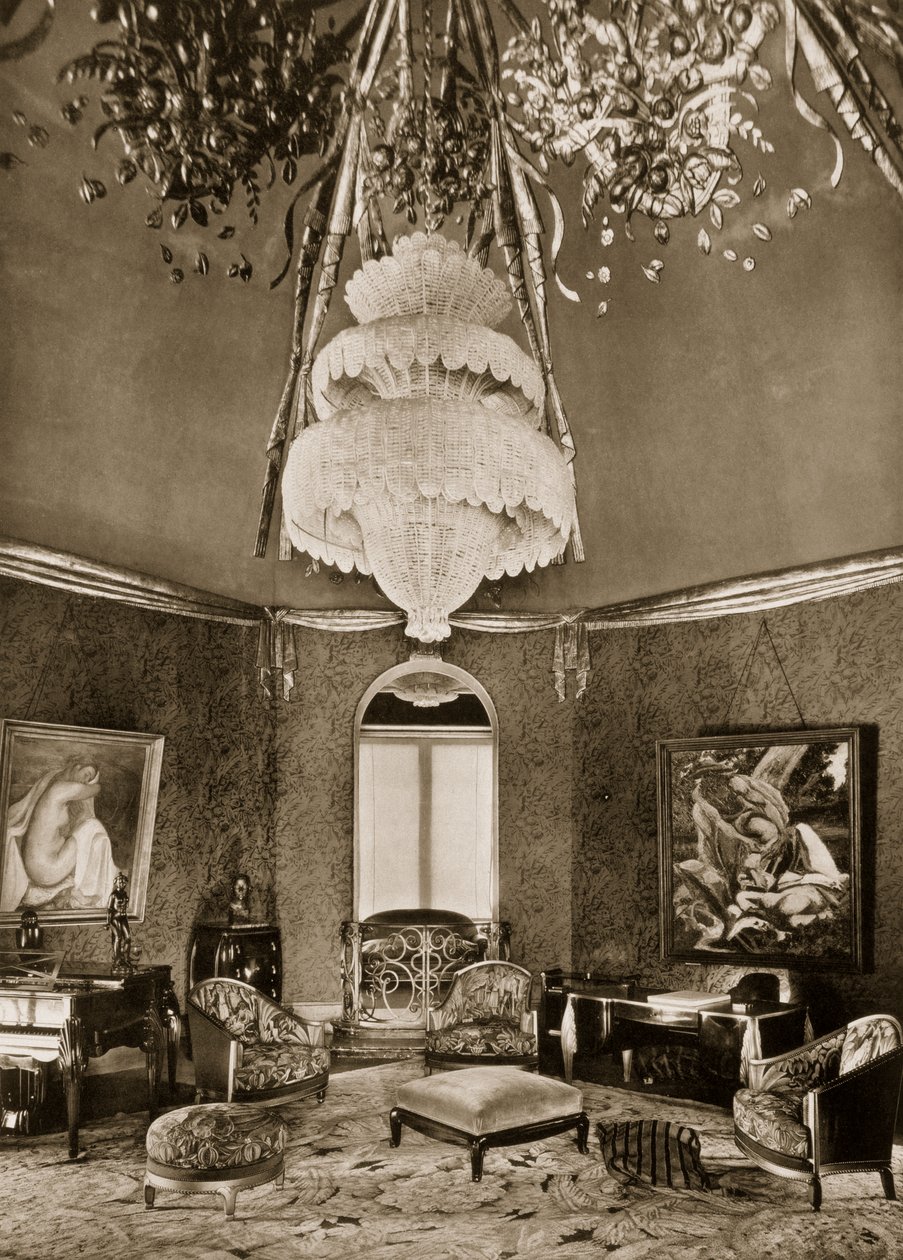 غرفة صالون كبيرة ، صممها Sue et Mare ، من Ensembles Mobiliers II ، 1925 بواسطة مصور فرنسي