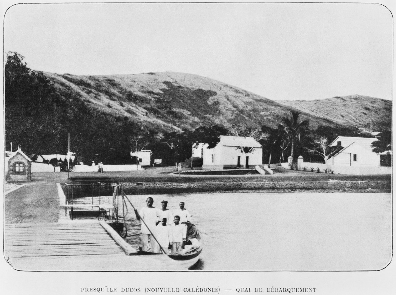كاليدونيا الجديدة ، شبه جزيرة دوكوس ، مرحلة الهبوط ، من لا ديبيش كولونيال ، 1903 بواسطة مصور فرنسي