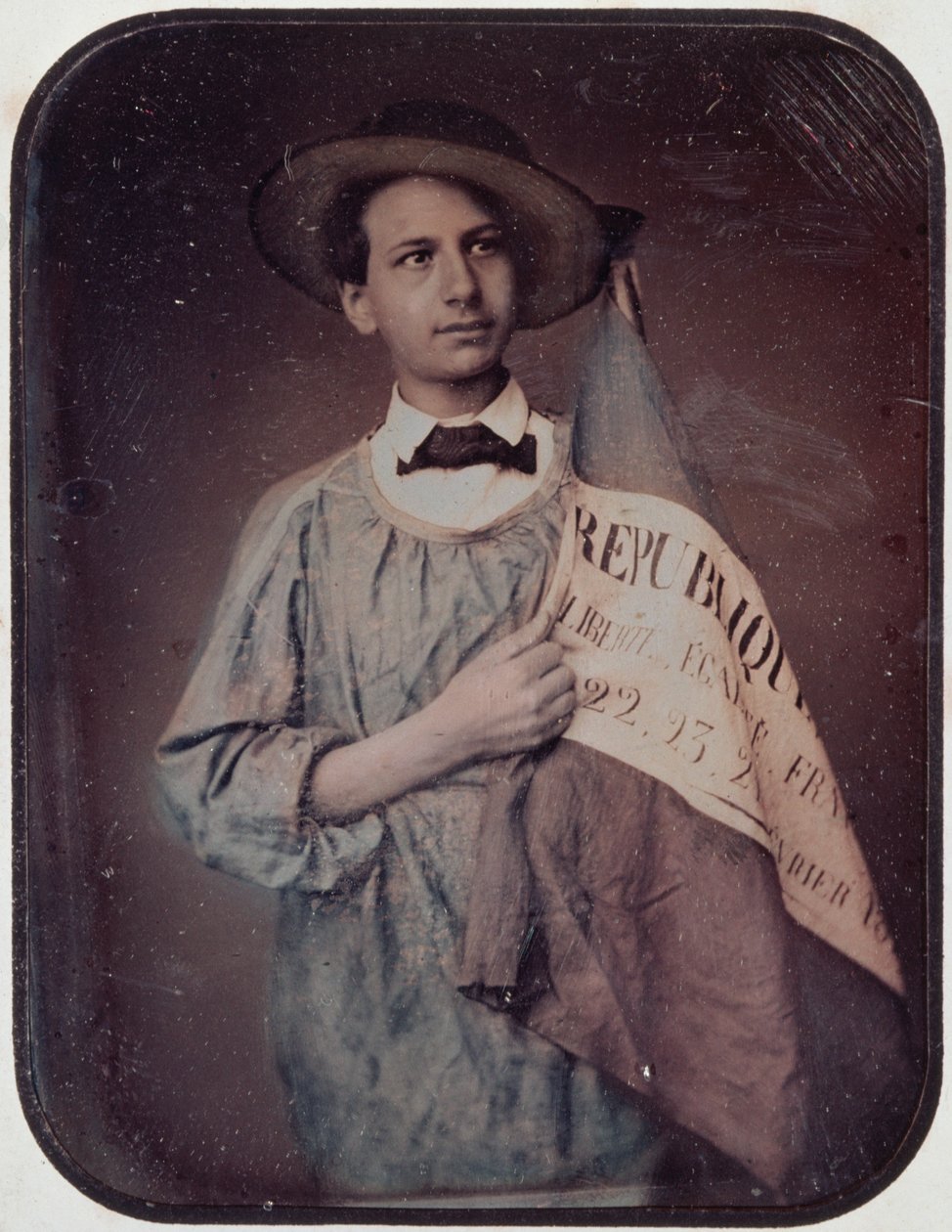 شاب بعلم ، 1848 (daguerreotype) بواسطة مصور فرنسي