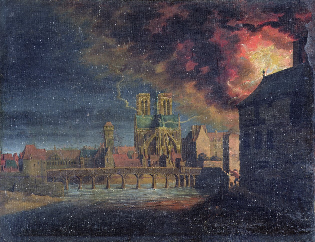 حريق على إيل سانت لويس ، c.1635 بواسطة المدرسة الفرنسية