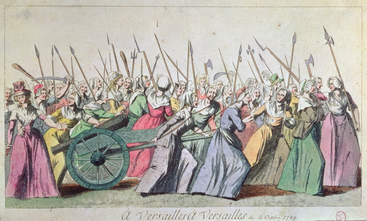 "فرساي ، مسيرة فرساي" للنساء في فرساي ، باريس ، 5 أكتوبر 1789 (انظر 127501 und 154733) بواسطة المدرسة الفرنسية