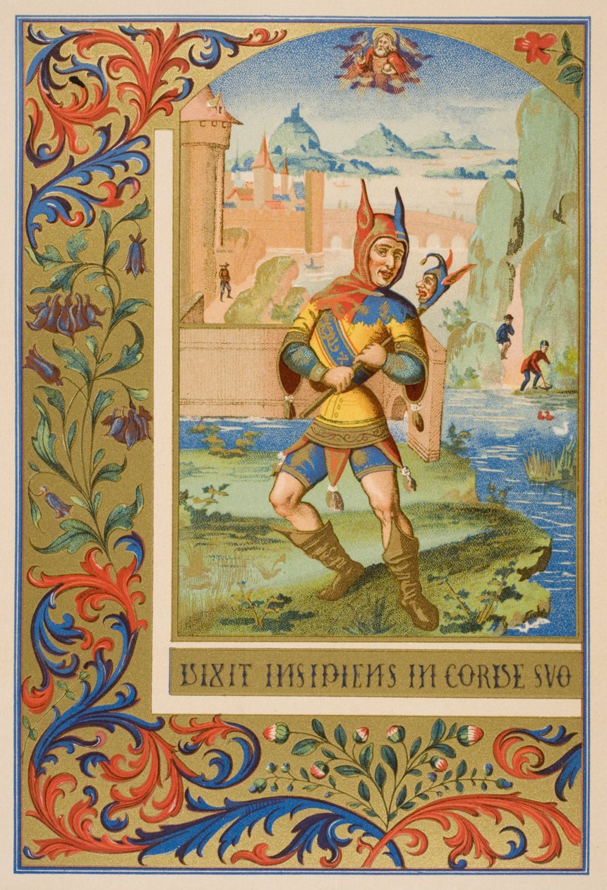 خداع المحكمة ، استنساخ صورة مصغرة من مخطوطة من القرن الخامس عشر ، من "Le Moyen Age et La Renaissance" بواسطة Paul Lacroix (1806-1884) نشر عام 1847 بواسطة المدرسة الفرنسية