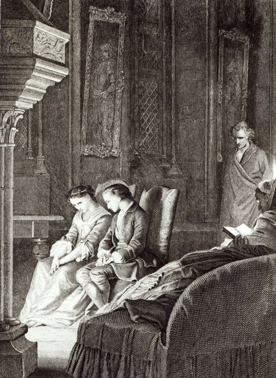 أمسية في Combourg ، رسم توضيحي من "Les Memoires d&39;Outre-Tombe" بقلم فرانسوا رينيه دو شاتوبريان (1768-1848) c.1836 بواسطة المدرسة الفرنسية