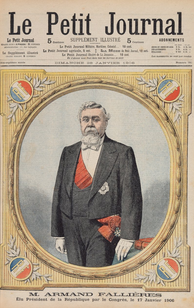 انتخب أرماند فاليرز (1841-1931) رئيسًا للجمهورية (1906-13) من قبل الكونغرس ، في 17 يناير 1906 ، توضيح من لو بيتيت جورنال ، 28 يناير 1906 بواسطة المدرسة الفرنسية