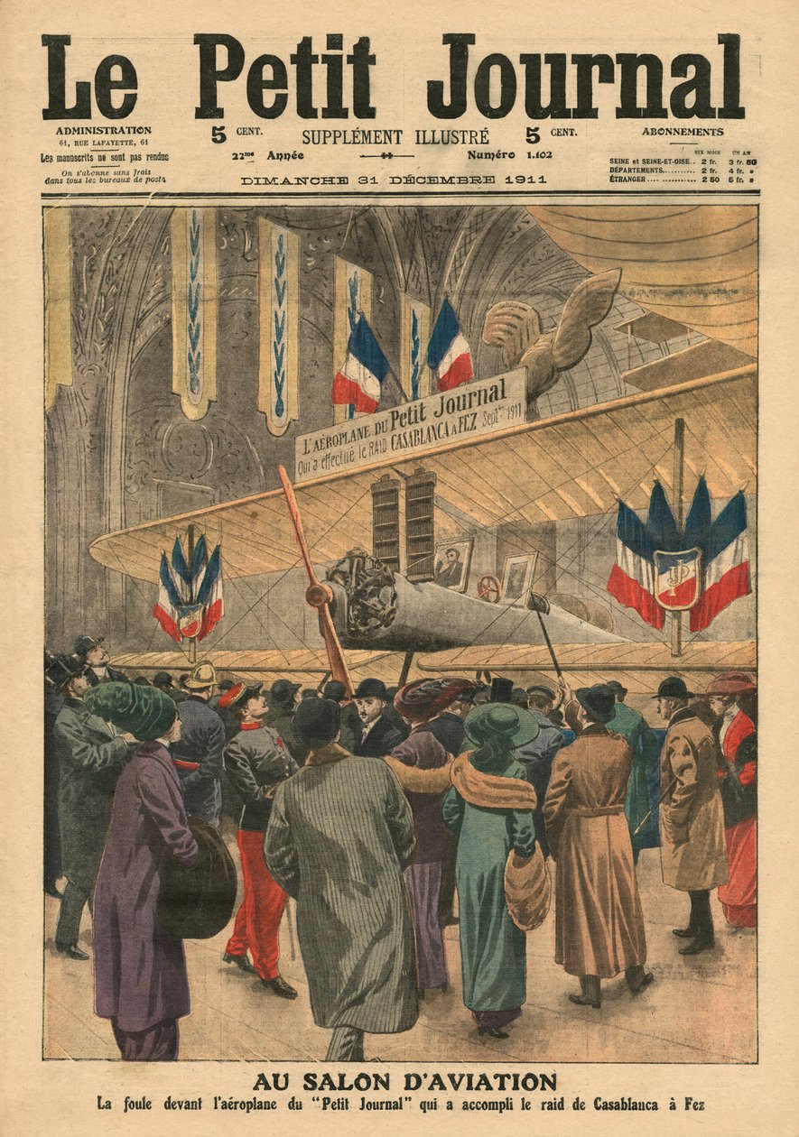 في صالون الطائرات ، رسم توضيحي من `` Le Petit Journal &39;&39; ، ملحق Illustre ، 31 ديسمبر 1911 بواسطة المدرسة الفرنسية