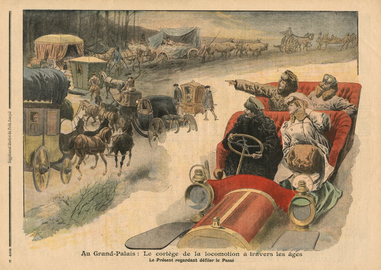 في القصر الكبير ، تاريخ الحركة على مر العصور ، رسم توضيحي من "Le Petit Journal" ، ملحق illustre ، 22 ديسمبر 1907 بواسطة المدرسة الفرنسية