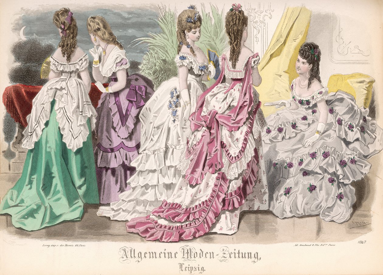 قمصان الكرة ، لوحة الموضة من "Allgemeine Moden-Zeitung" ، لايبزيغ ، 1872 بواسطة المدرسة الفرنسية