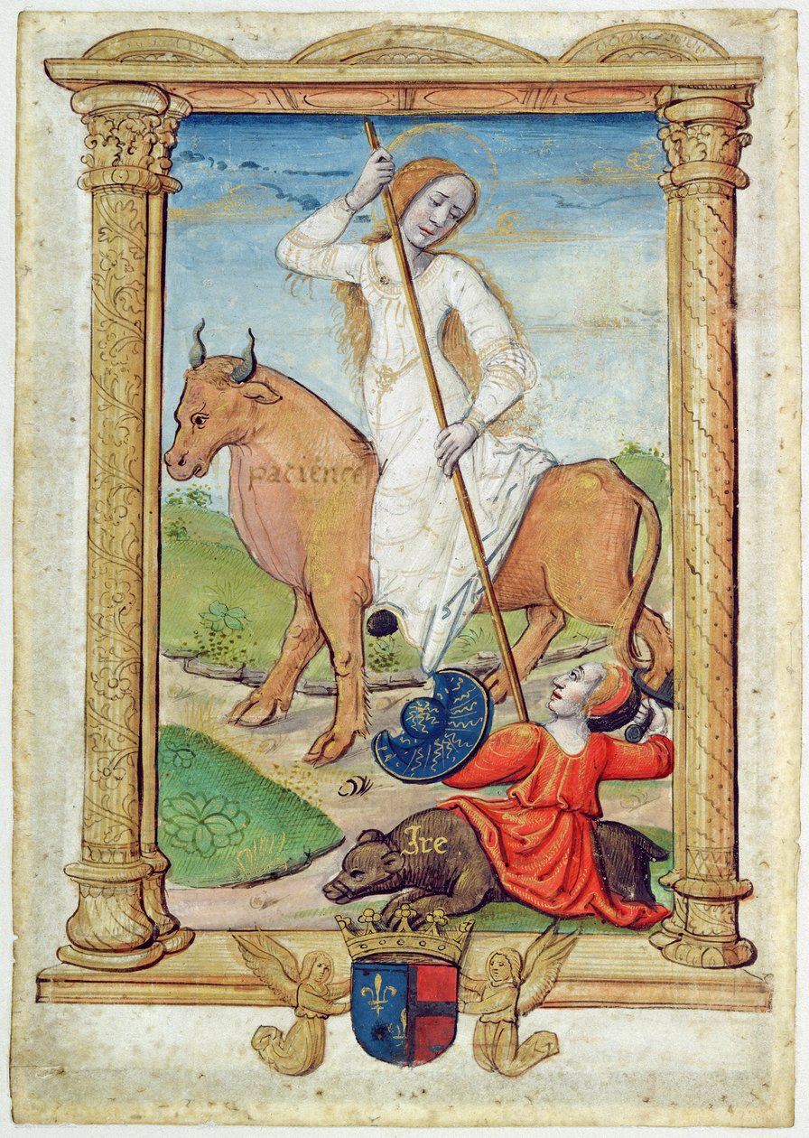 CL 22718D الصبر ضد الغضب ، من "Rondeaux des Vertus" ، تم إنشاؤه لـ Louis de Savoie بواسطة المدرسة الفرنسية