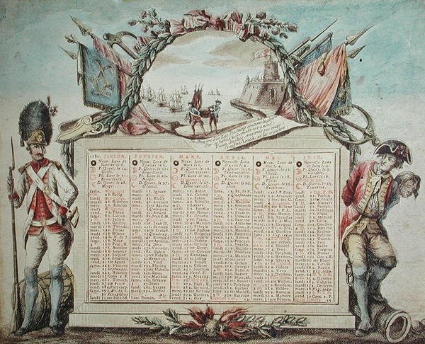 التقويم لعام 1780 بواسطة المدرسة الفرنسية