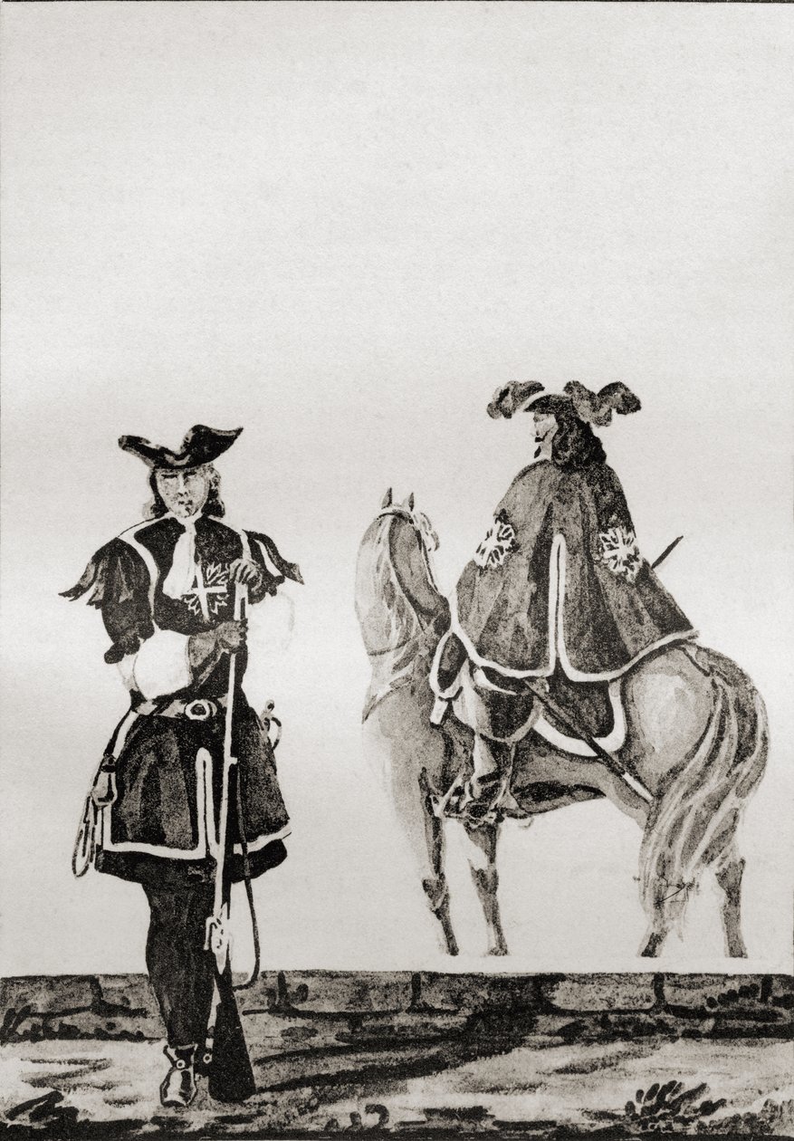شركة الفرسان للملك لويس الرابع عشر ، من "Memoires de Charles de Batz-Castelmore Comte d&39;Artagnan" ، تم نشره عام 1928 بواسطة المدرسة الفرنسية