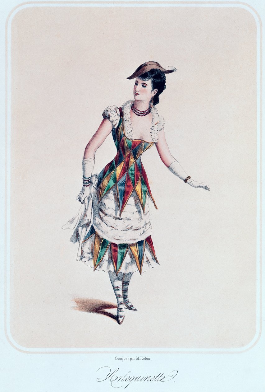 تصميم أزياء Harlequin الأنثى ، 1880 ج بواسطة المدرسة الفرنسية