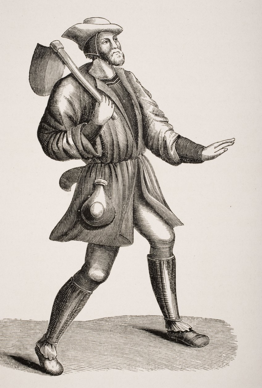 زي فلاح ، بعد مصغر من القرن الخامس عشر ، من "Le Moyen Age et La Renaissance" بواسطة Paul Lacroix (1806-84) نشر عام 1847 بواسطة المدرسة الفرنسية