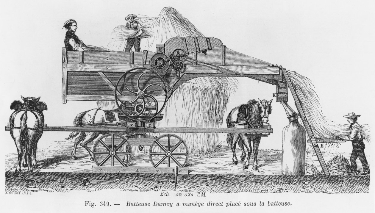آلة الدامي بنظام دراسي ، توضيح من "Dictionnaire de l&39;Industrie" بواسطة EO Lami ، c.1850 بواسطة المدرسة الفرنسية