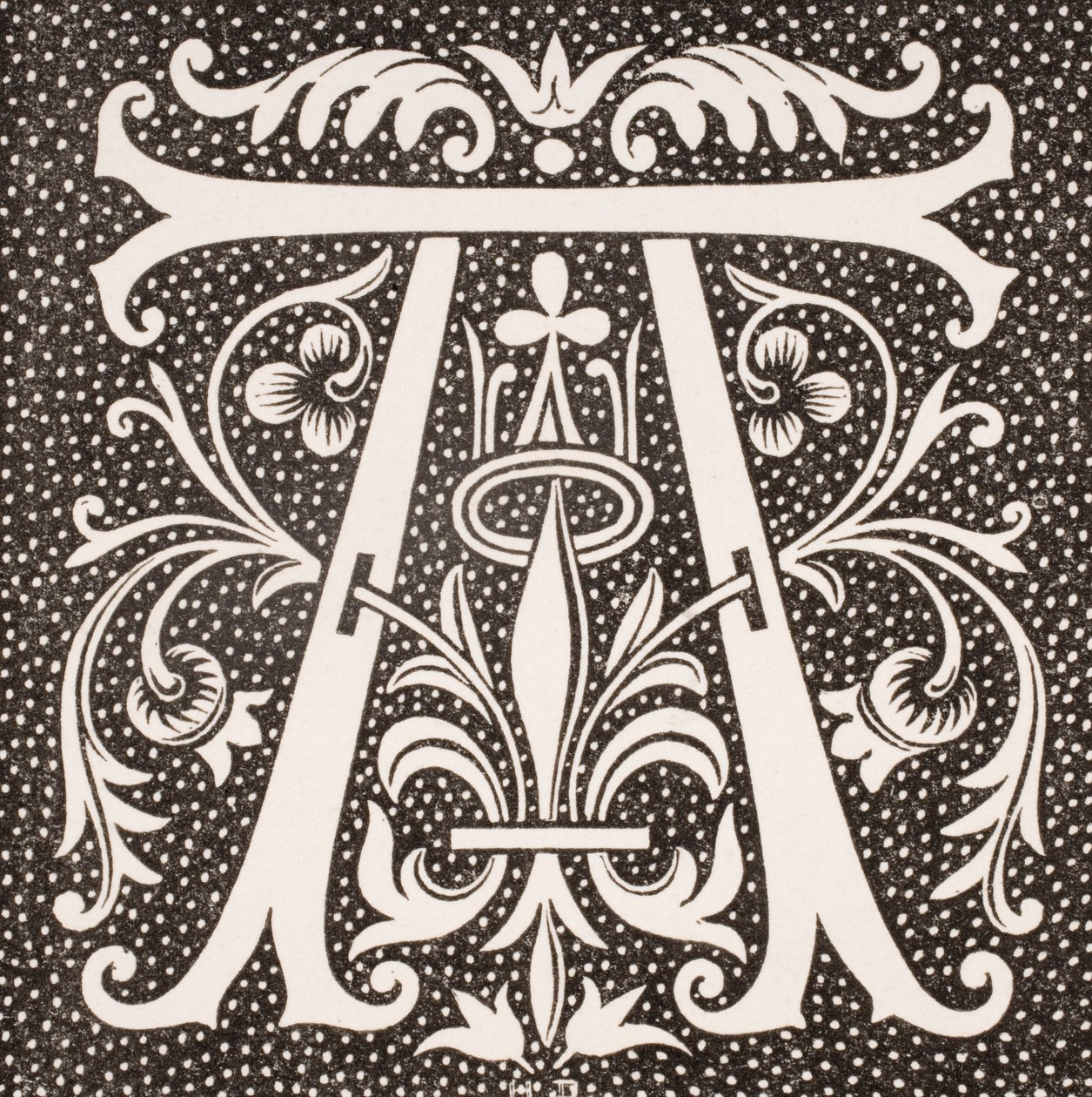 حرف مزخرف "أ" ، من "Le Moyen Age et La Renaissance" لبول لاكروا (1806-1884) نشر عام 1847 بواسطة المدرسة الفرنسية