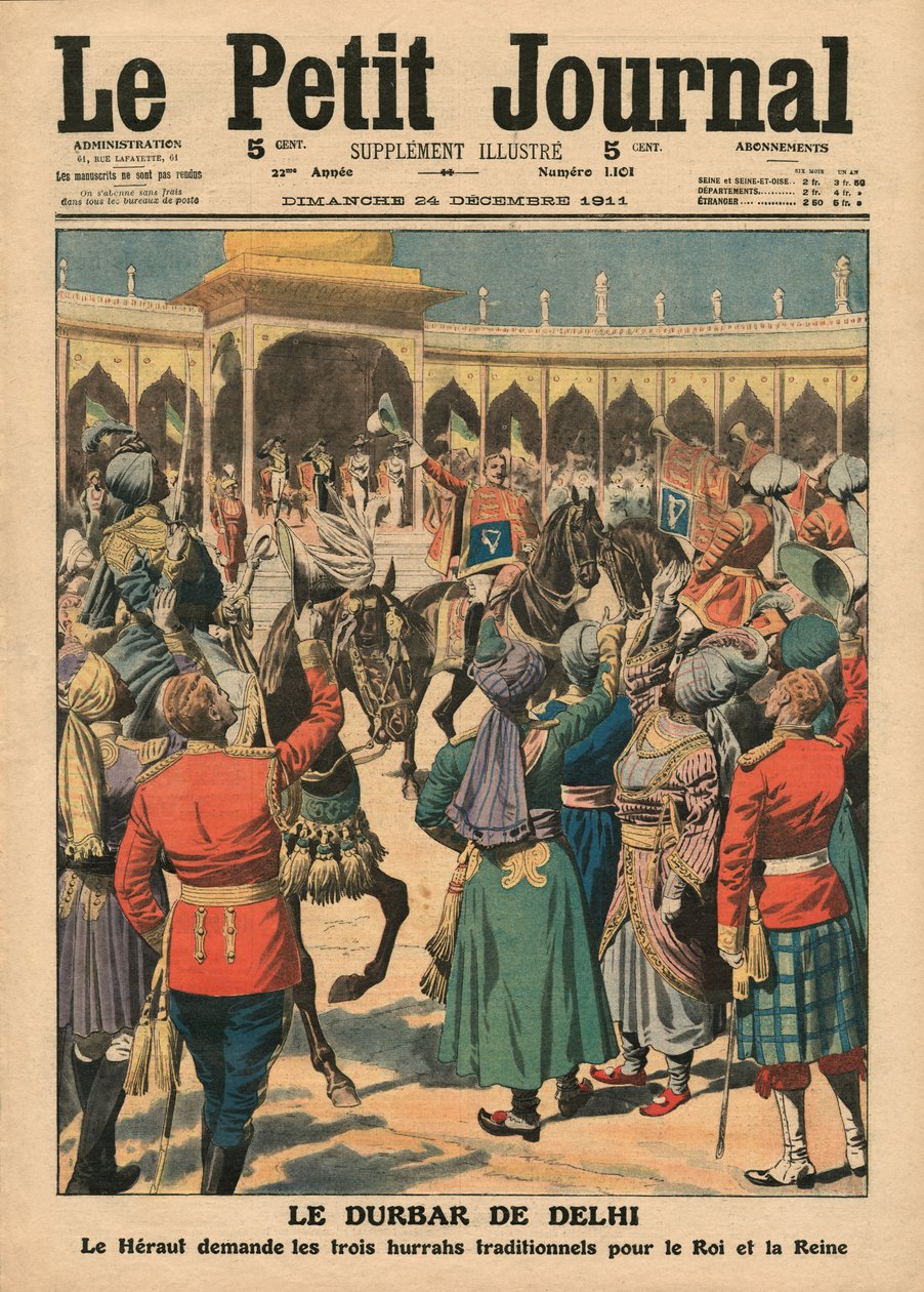 دلهي دوربار ، رسم توضيحي من "لو بيتيت جورنال" ، ملحق إيلوستري ، 24 ديسمبر 1911 بواسطة المدرسة الفرنسية