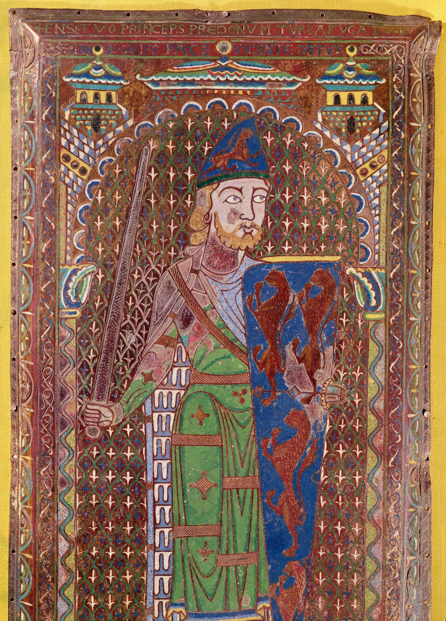 تفاصيل لوحة المقبرة لجيفري بلانتاجنيت ، c.1151-55 (المينا على النحاس المذهب) (انظر أيضًا 179331) بواسطة المدرسة الفرنسية