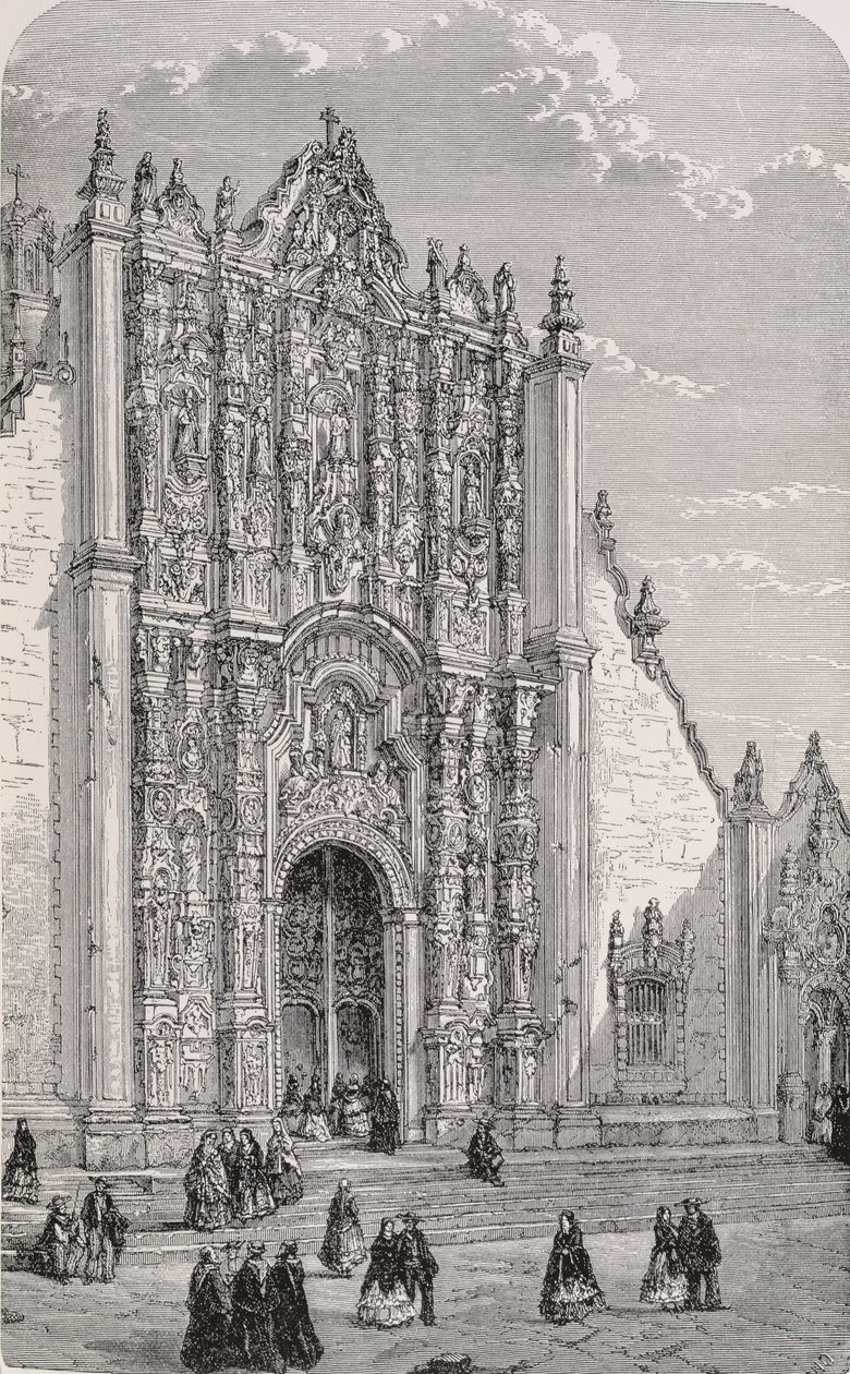 El Sagrario Metropolitano (c.1749-69) ، مكسيكو سيتي ، من "المدن القديمة في العالم الجديد" ، بقلم كلود جوزيف ديزاير شارناي ، حانة. 1887 بواسطة المدرسة الفرنسية
