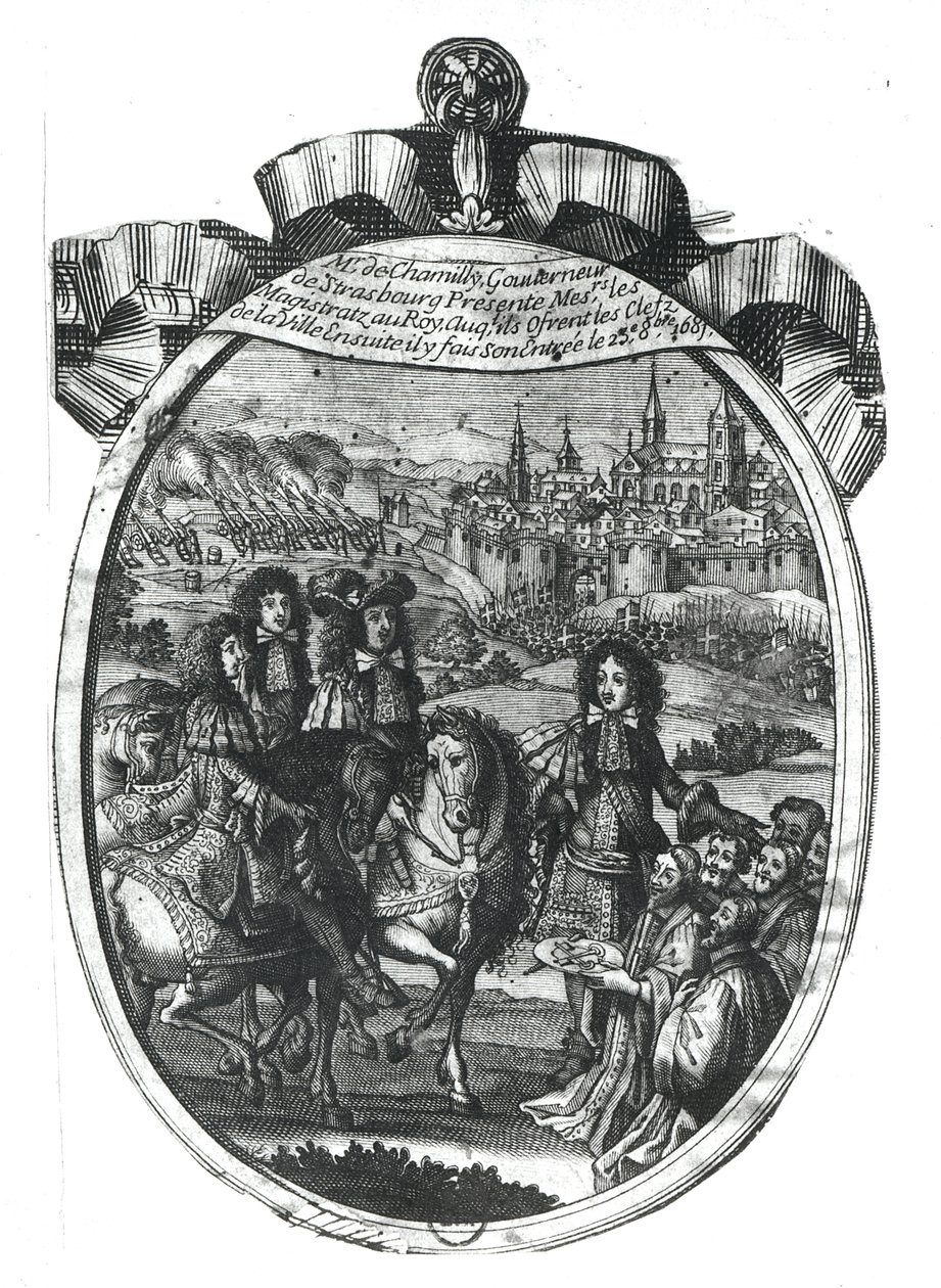 دخول الملك لويس الرابع عشر (1643-1715) في ستراسبورغ ، 25 أكتوبر 1681 بواسطة المدرسة الفرنسية