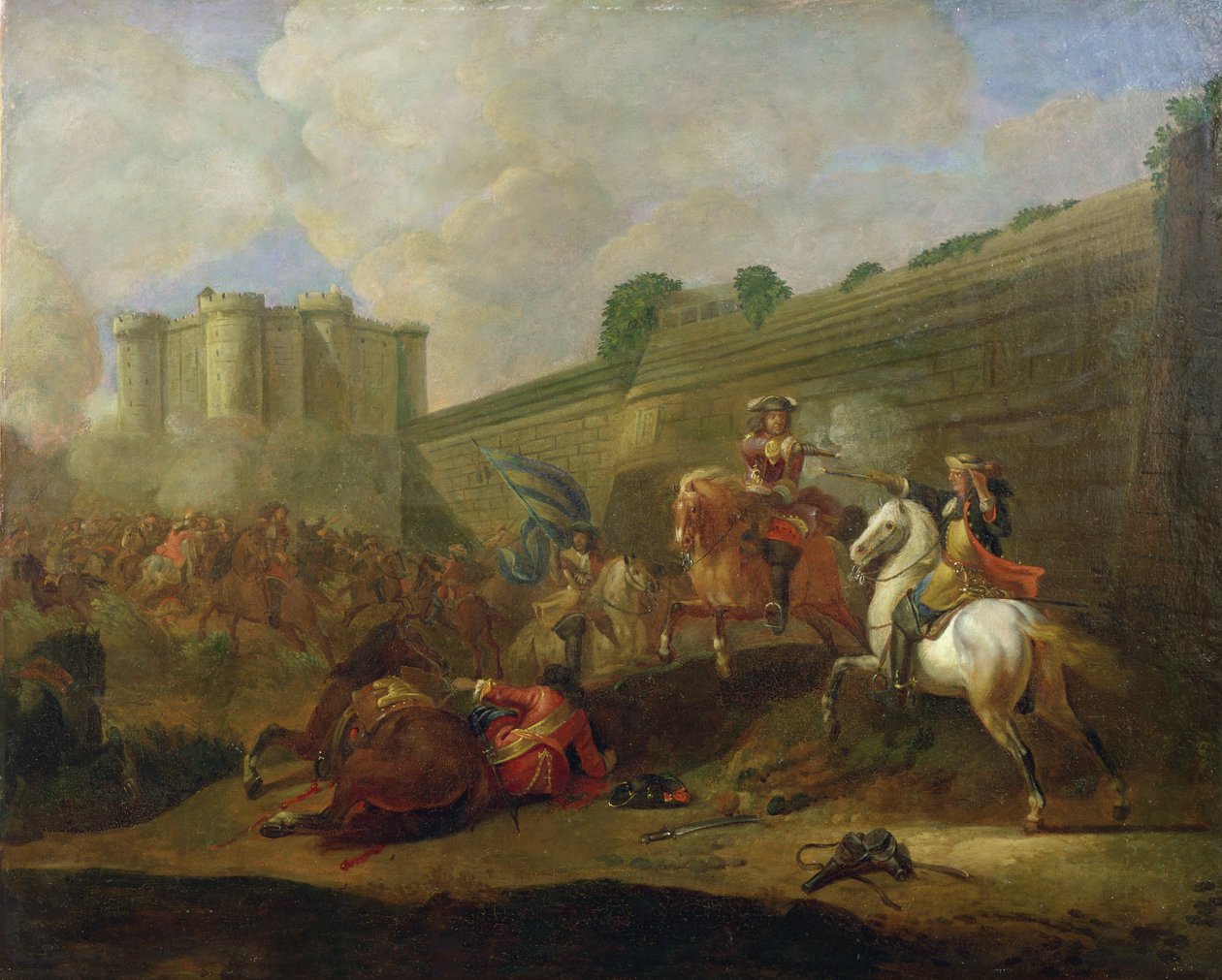 حلقة من Fronde في Faubourg Saint-Antoine بجوار جدران الباستيل ، c.1648 بواسطة المدرسة الفرنسية