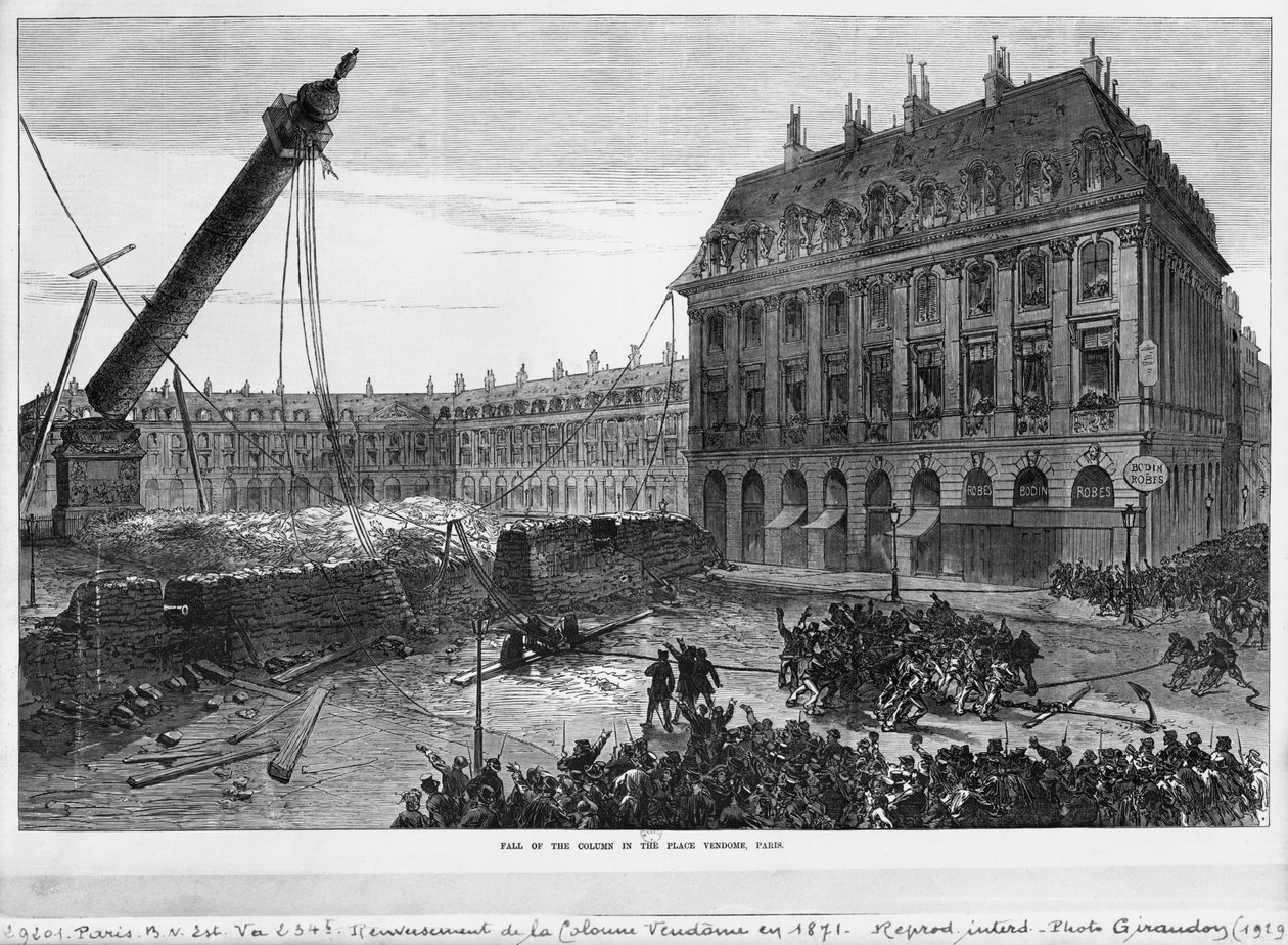 سقوط العمود في Place Vendome ، باريس ، 1871 بواسطة المدرسة الفرنسية