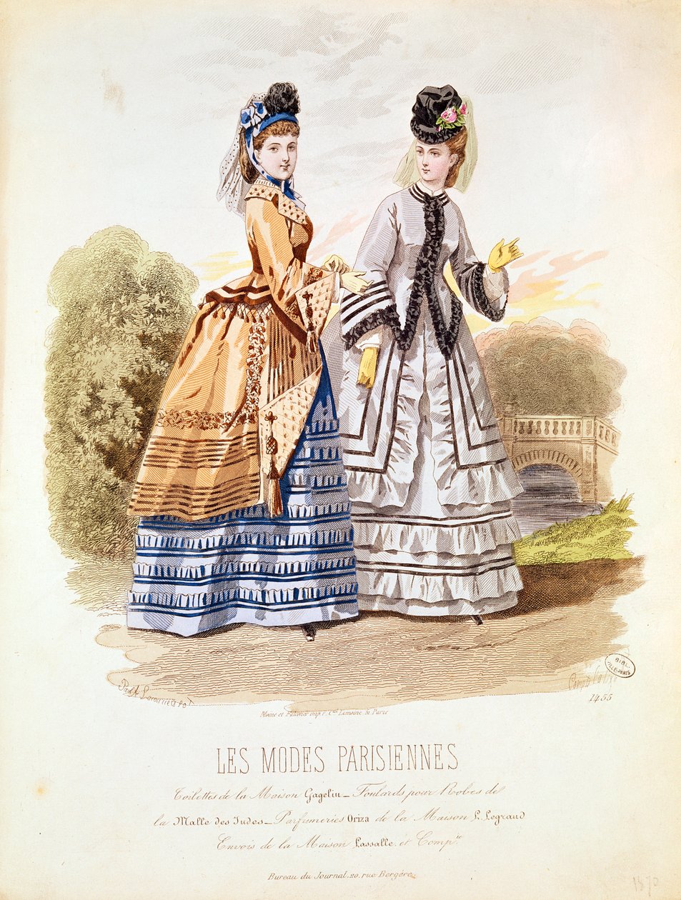 لوحة الموضة من "Les Modes Parisiennes" ، 1870 بواسطة المدرسة الفرنسية