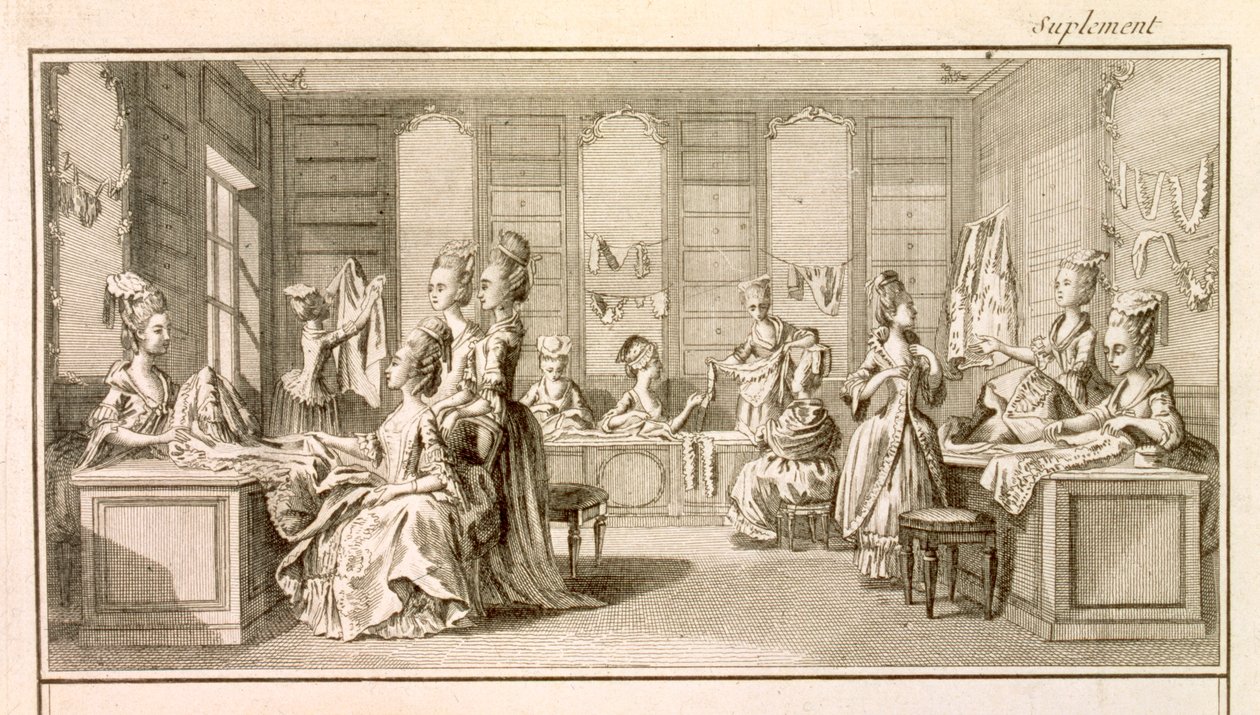 متجر الأزياء ، من "الموسوعة" من قبل دينيس ديدرو (1713-1784) ، تم نشره عام 1770 بواسطة المدرسة الفرنسية