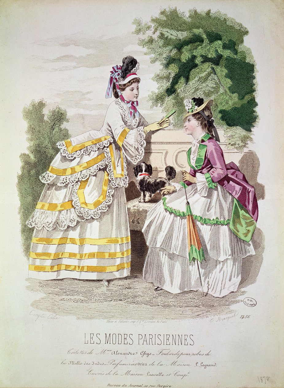أزياء نسائية ، من "Les Modes Parisiennes" 1870 بواسطة المدرسة الفرنسية