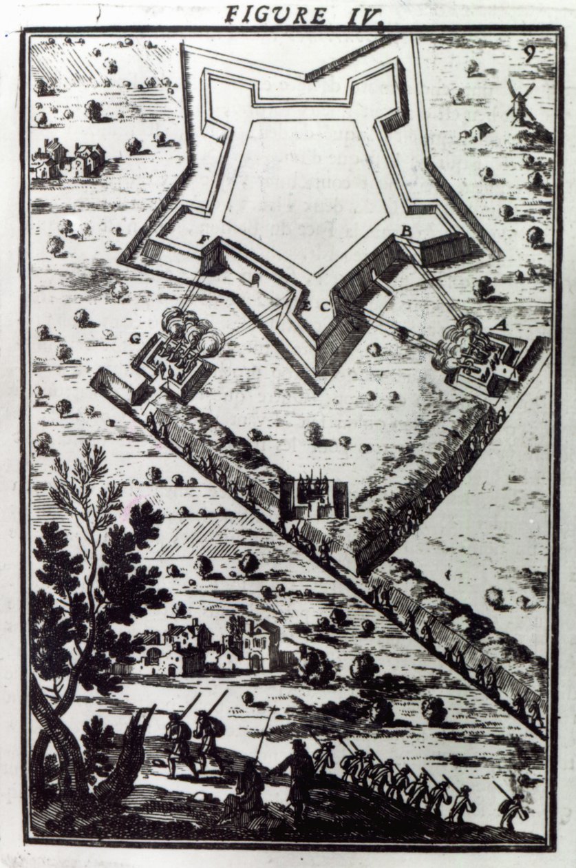 الشكل الرابع ، من "Les Travaux de Mars، ou L&39;Art de la Guerre" بواسطة AM Mallet، 1684 بواسطة المدرسة الفرنسية