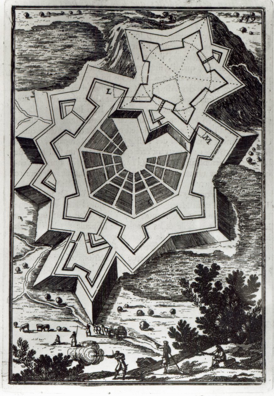 الشكل LXI ، من "Les Travaux de Mars، ou L&39;Art de la Guerre" بواسطة AM Mallet، 1684 بواسطة المدرسة الفرنسية