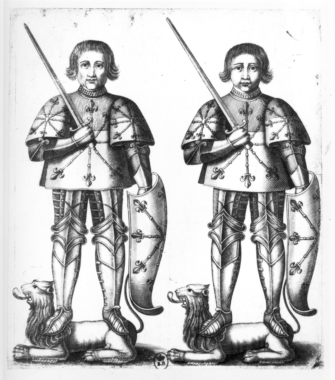 فولك الثالث نيرا (أو الأسود) (970-1040) و Geoffroy II Martel (1005-60) بواسطة المدرسة الفرنسية