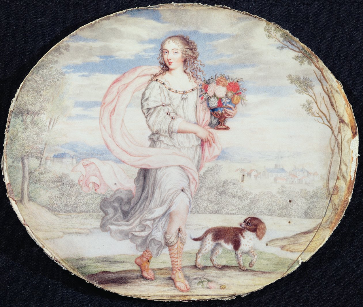فرانسواز لويس دي لا بوم لو بلانك (1644-1710) مدموزيل دي لا فاليير (الغواش على الرق الذي وضع على البطاقة) بواسطة المدرسة الفرنسية