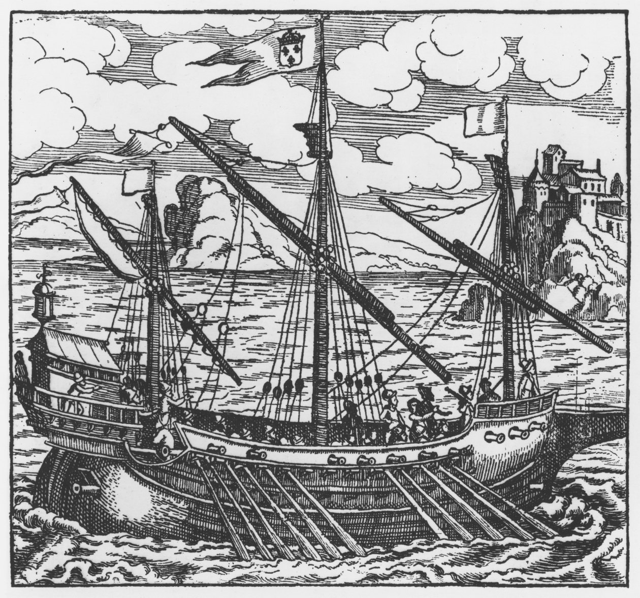 سفينة فرنسية تعمل في موانئ بلاد الشام منذ لويس الحادي عشر (1423-1483) (صورة مطبوعة) بواسطة المدرسة الفرنسية