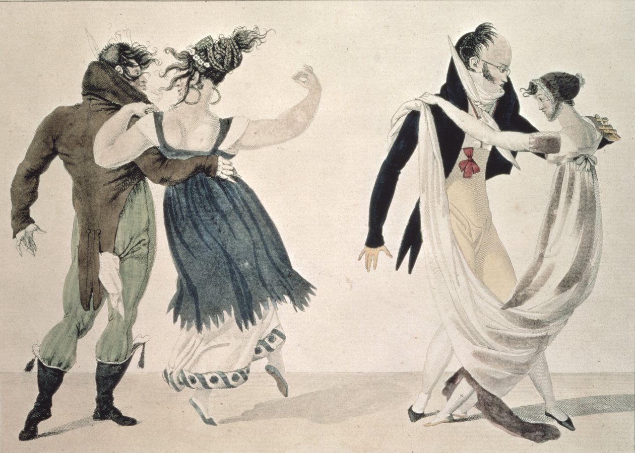 حسن الشكل ، رقم 1: الفالس ، الرسوم المتحركة الساخرة ، c.1820 بواسطة المدرسة الفرنسية
